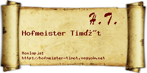 Hofmeister Timót névjegykártya